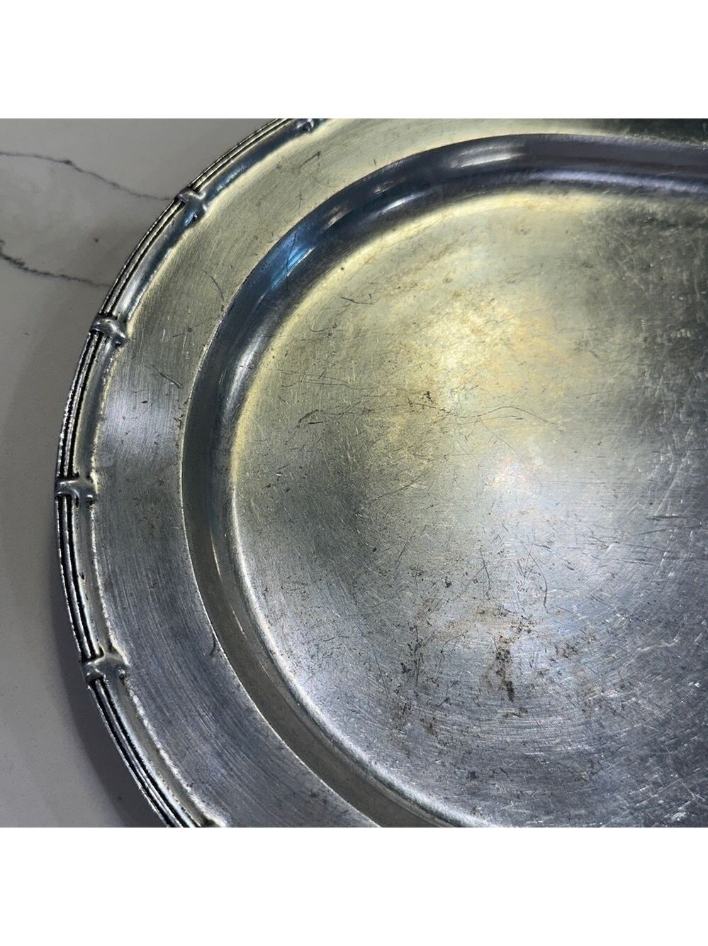 Vintage Wilton Armetale Pewter Oval Serving Tray with Ribbed Edges 18”x10.5” - Picture 9 of 12